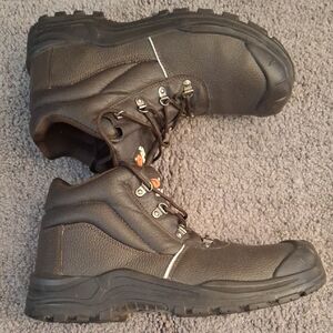 DRKA Men's Safety Toe Leather Brown Work Boots Sz 45 US 12